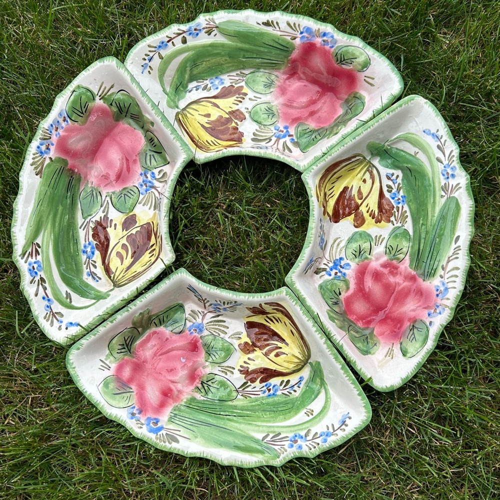 Vintage Nova Rosa Italian Ceramic Lazy Susan Dishes (4)